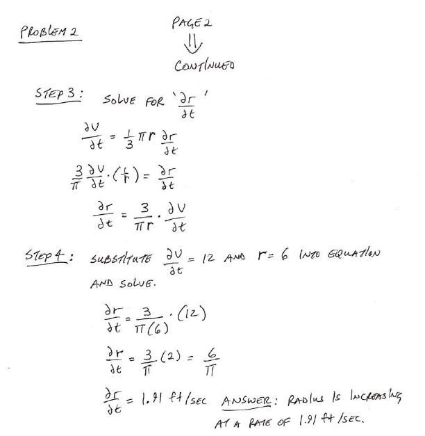 Related Rate Calculus Problem Page 2